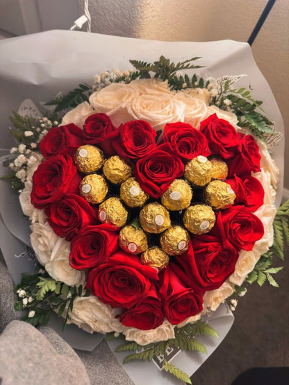 Roses Bouquet Ferrero heart shape