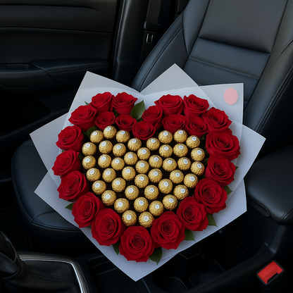 Roses Bouquet Ferrero heart shape