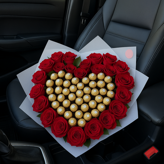 Roses Bouquet Ferrero heart shape